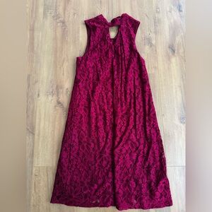 Como Vintage Deep Maroon Floral Lace Dress